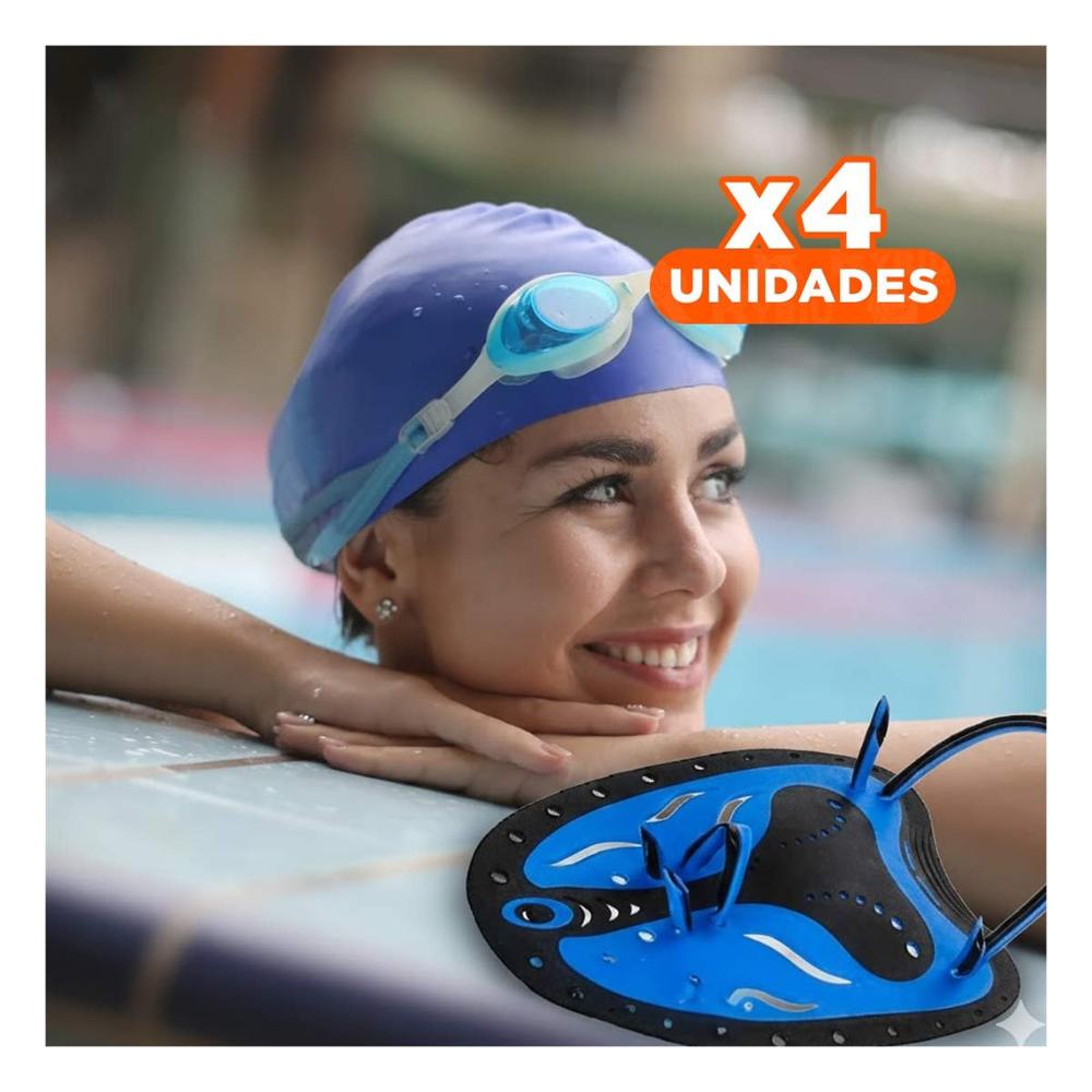 Pack4 Complemento Deportivo de Natacion Azul Negro para Practica en Piscina
