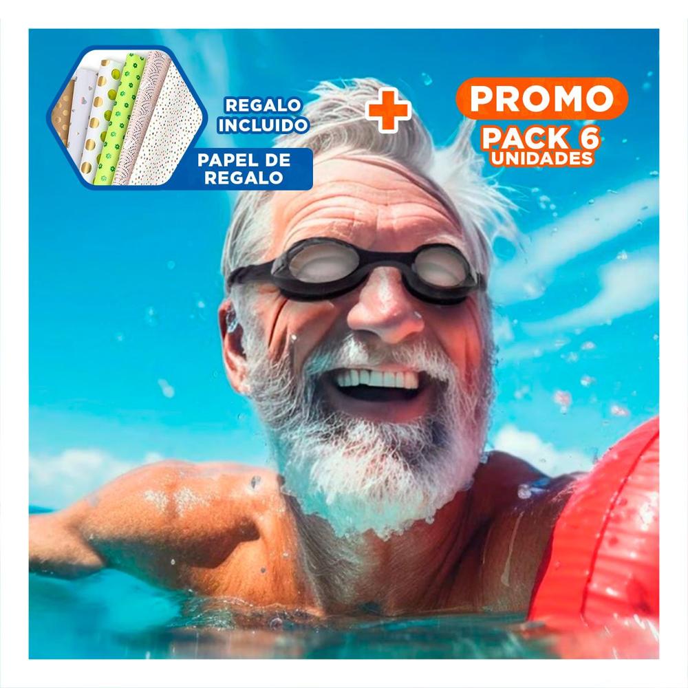 Pack6 Antifaz para Natacion Negro con Lente Claro y Ajuste Comodo Y+Papel Regalo