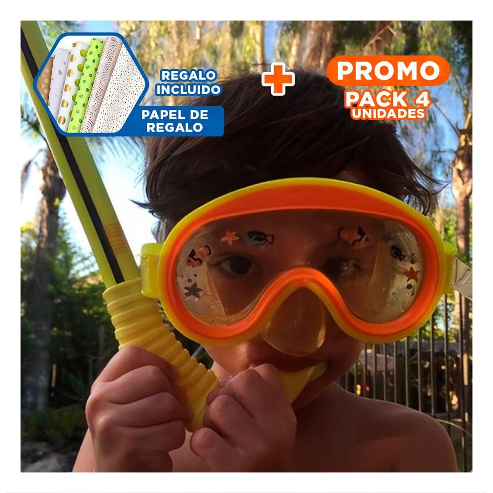 Pack4 Antiparras de Buceo Deportivo Aviador Anaranjado con Ajuste Comodo Y+Papel Regalo