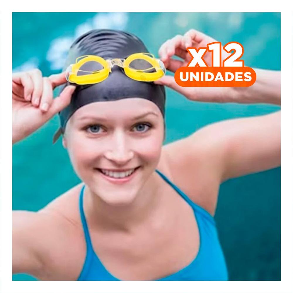 Pack12 Oculares de Natacion Amarillo con Lente Antivaho y Ajuste Comodo para Niños