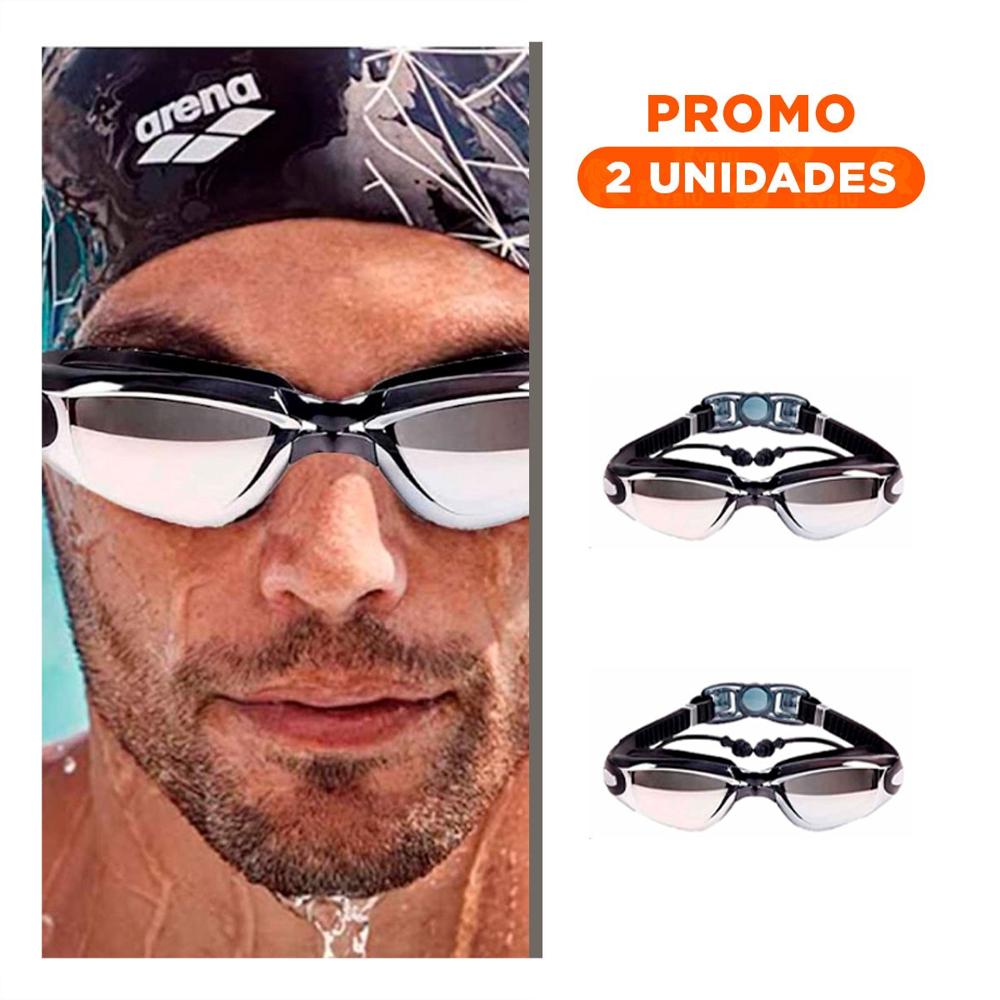 Pack2 Gafa para Natacion Negro con Estuche 23,7 x 3,8 x 14,4 cm y Claro