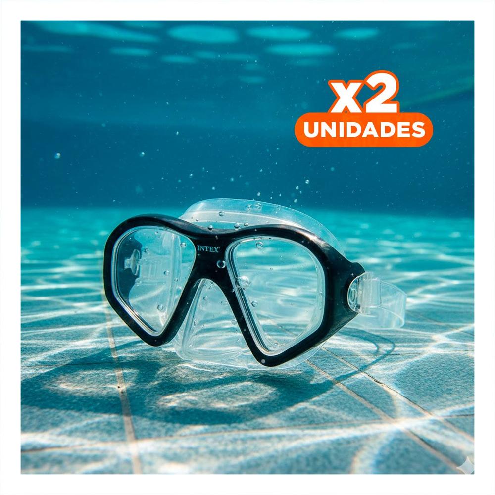 Pack2 Gafas de Buceo Deportivo Negro con Correa Ajustable y Vision Nitida Y+Regalo Sticker