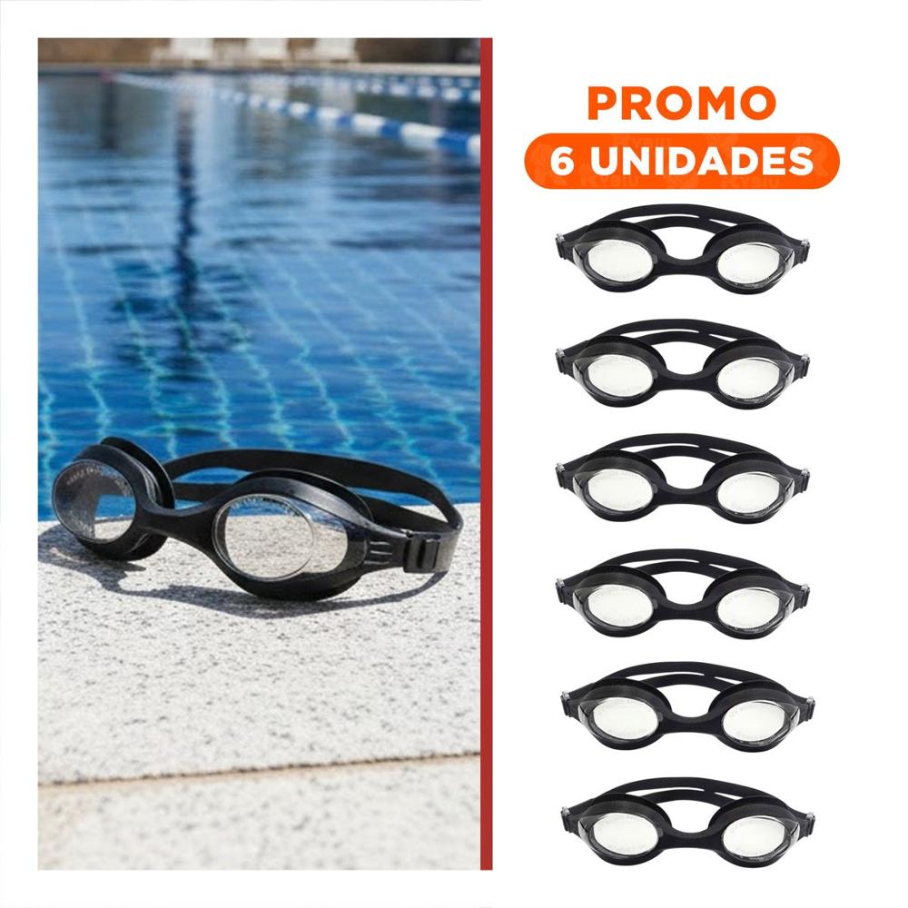Pack6 Protector Unisex Negro de Natacion para Piscina con Proteccion Ocular Confiable
