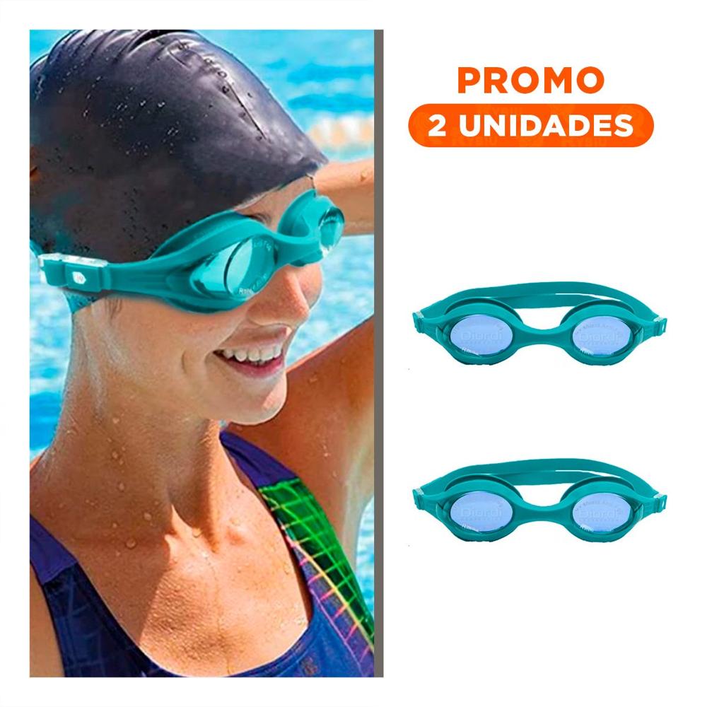 Pack2 Gafa Natacion Celeste con Lente Transparente y Ajuste Comodo