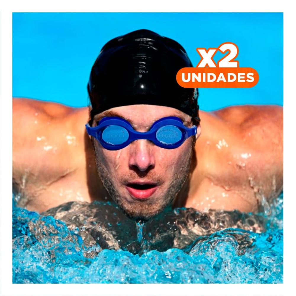 Pack2 Gafa para Natacion Azul con Marco Ajustable y Lente Nitido Y+Regalo Sticker