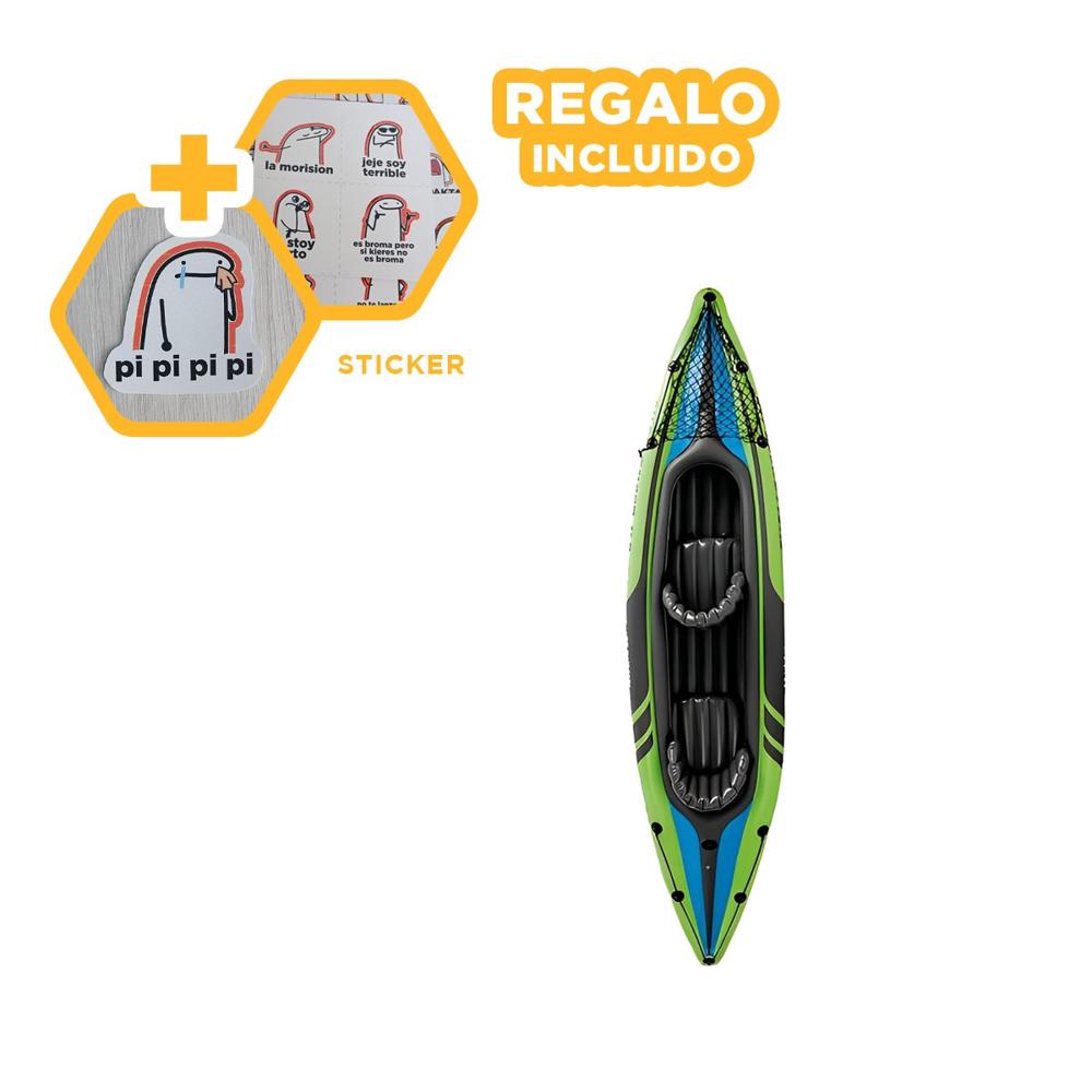 Embarcacion Inflable Challenger K2 con Remos e Inflador Verde Azul Y+Regalo Sticker