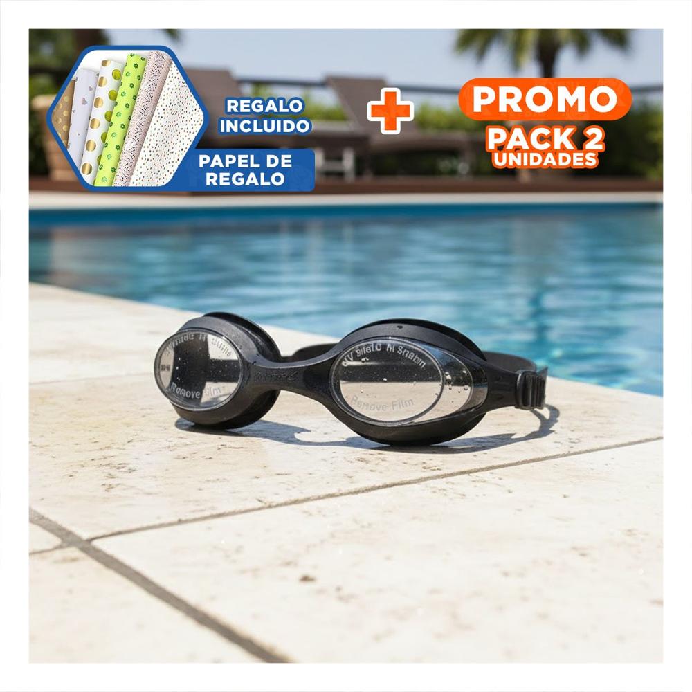 Pack2 Dispositivo Deportivo Negro de Natacion para Piscina con Proteccion Ocular Y+Papel Regalo