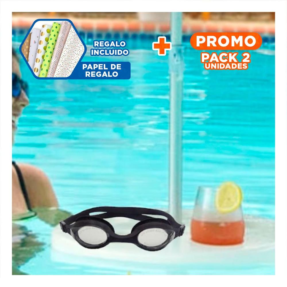 Pack2 Gafa para Natacion Negro con Lente Amplio y Marco Ligero Y+Papel Regalo
