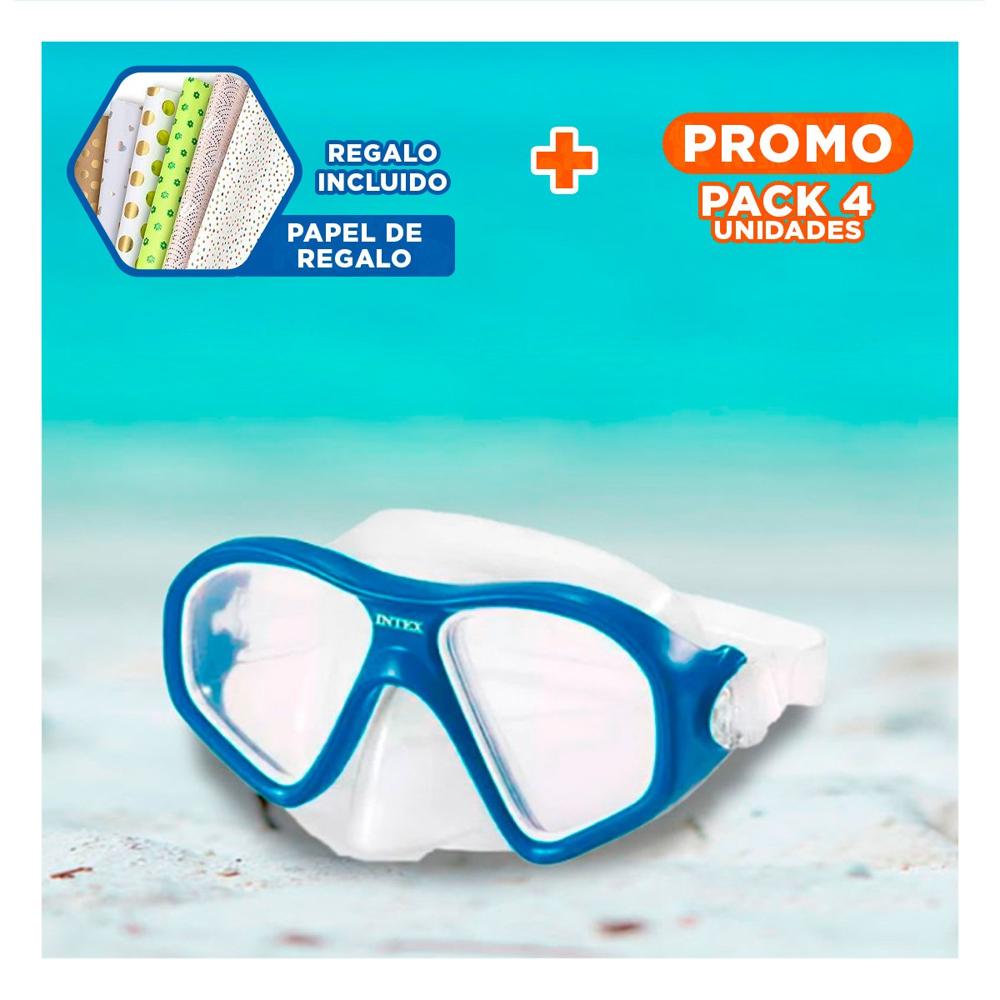 Pack4 Antiparras de Buceo Unisex Azul con Cierre Seguro y Uso Prolongado Y+Papel Regalo