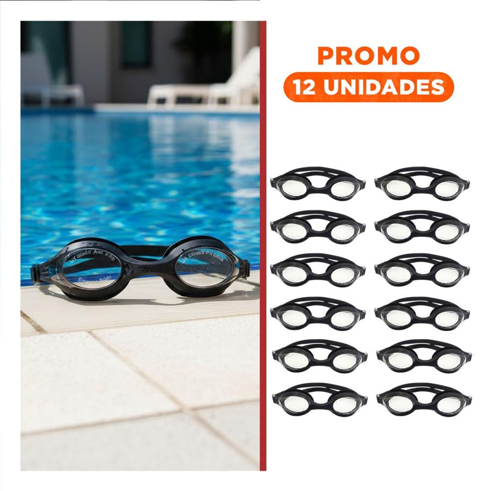 Pack12 Equipo Deportivo Negro de Natacion para Piscina con Vision Subacuatica Y+Regalo Sticker