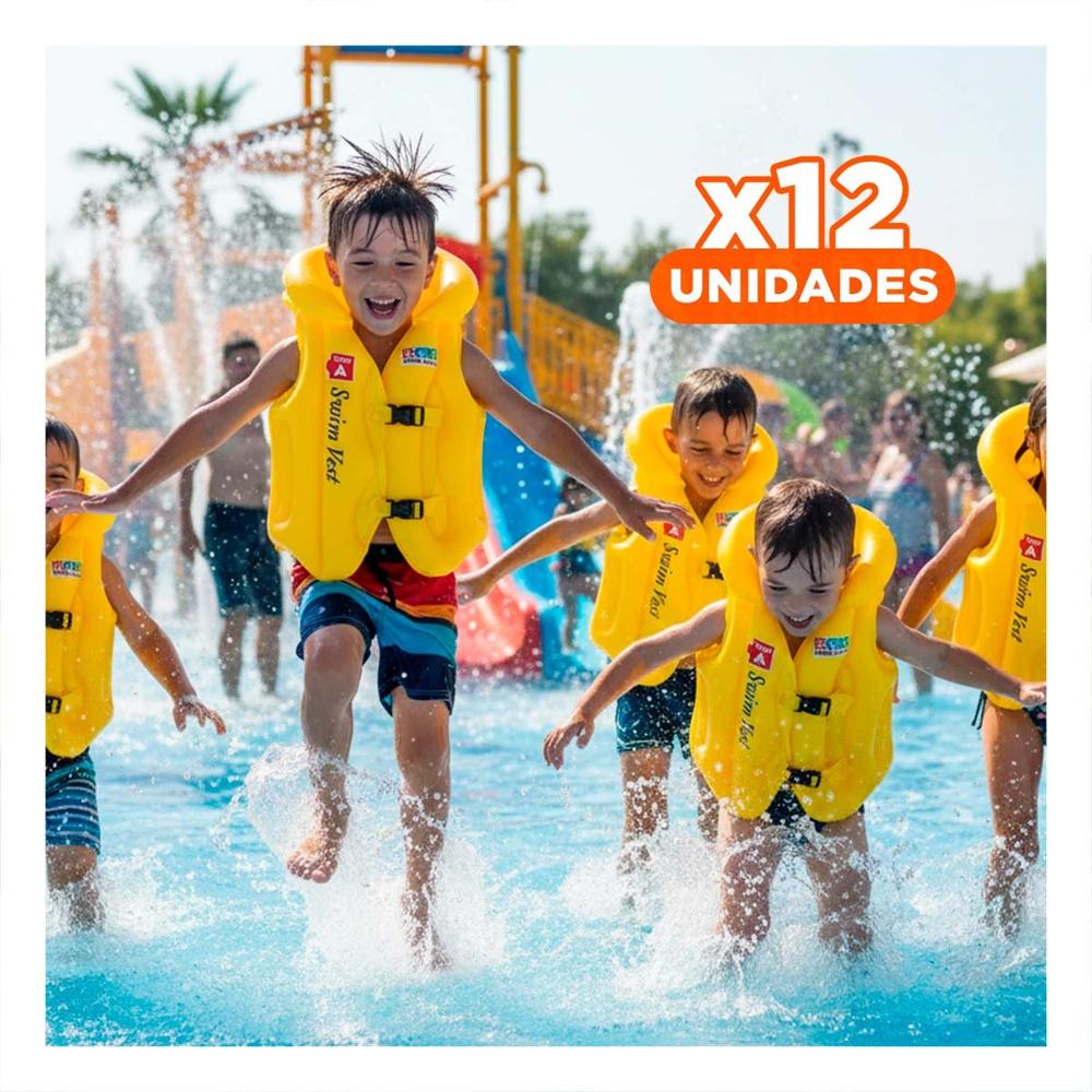 Pack12 Flotador Infantil Seguro MG-4001A Amarillo Chaleco para Diversion