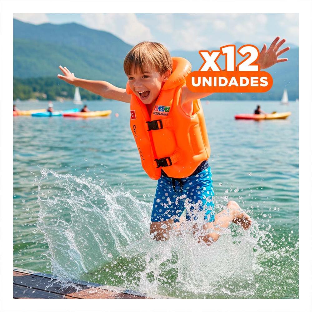 Pack12 Flotador Infantil Seguro MG-4001A Anaranjado Chaleco para Diversion