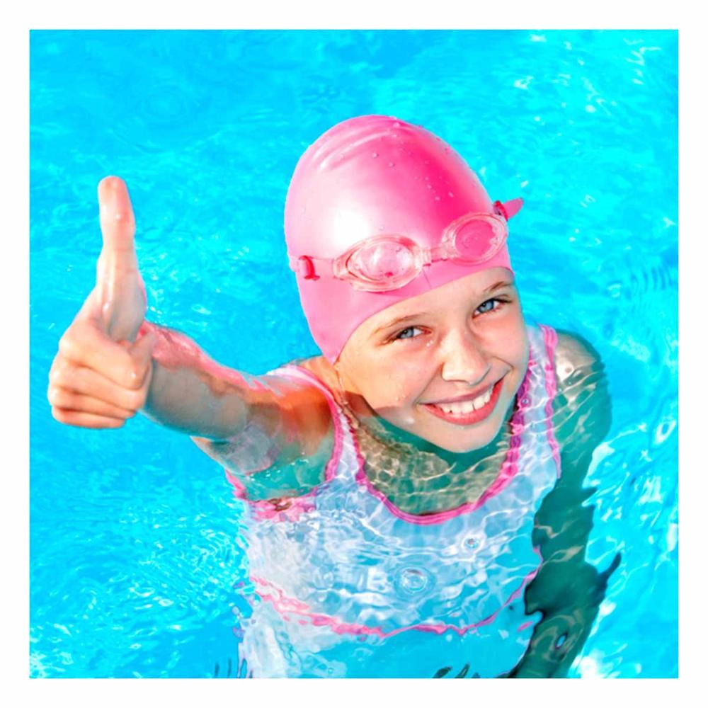 Gorro de Natacion Rosado para Juegos y Cabello Seguro Y+Ligas Regalo
