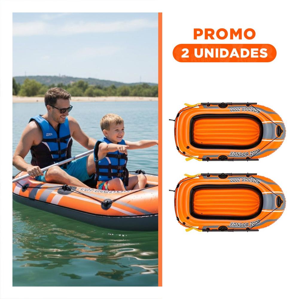 Pack2 Embarcacion Inflable Kondor 2000 para Paseos Tranquilos en el Agua Y+Regalo Sticker