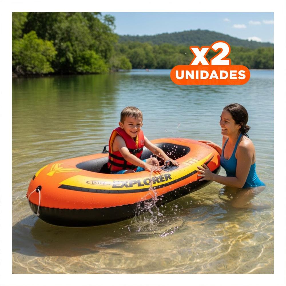 Pack2 Bote Inflable Explorer 100 para Diversion Acuatica en Piscina y Playa