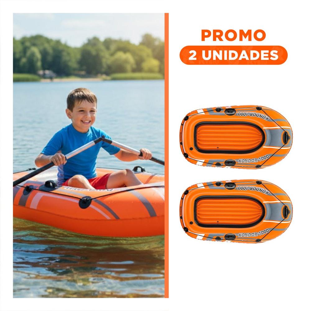 Pack2 Embarcacion Inflable Kondor 1000 para Paseos Tranquilos en el Agua Y+Regalo Sticker