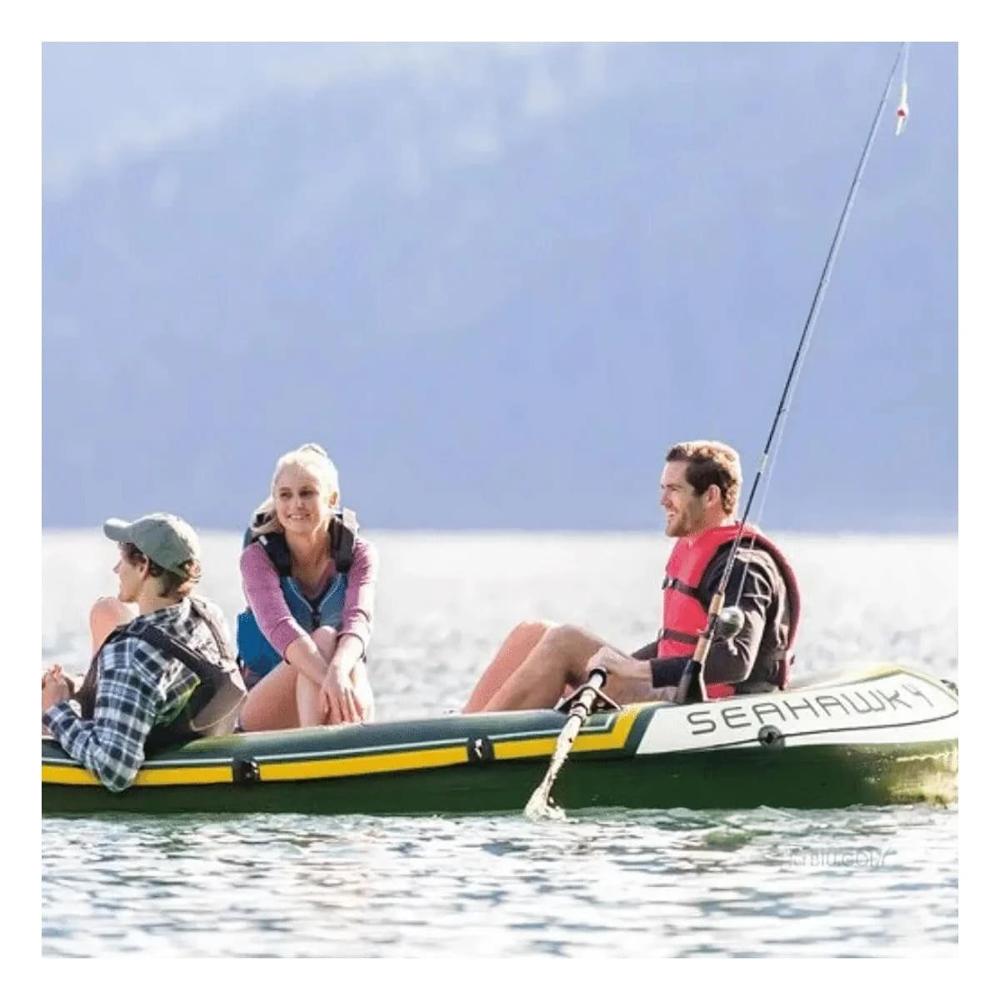 Barca Inflable Seahawk 4 con Remos e Inflador para Juegos y Paseos en Piscina Y+Post It