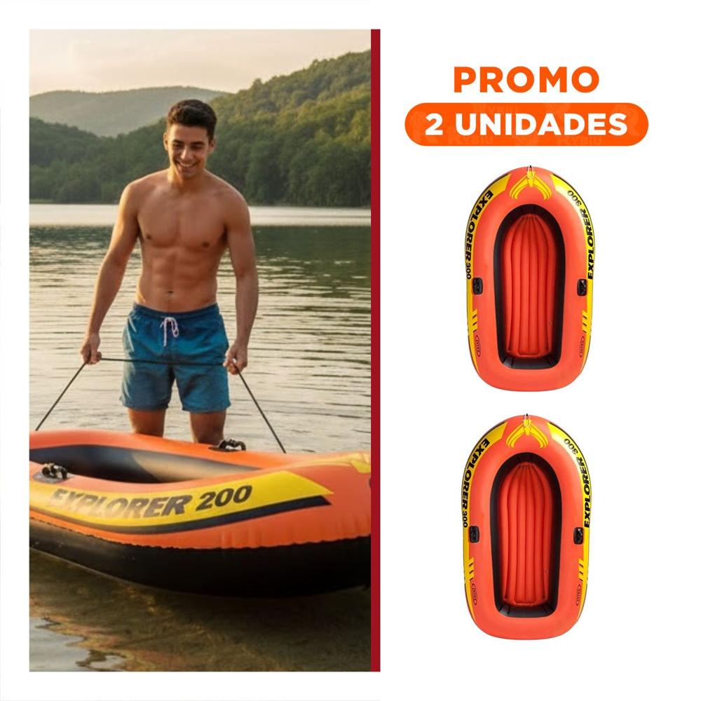 Pack2 Embarcacion Inflable Explorer 200 para Diversion en Playa o Lago Y+Regalo Sticker