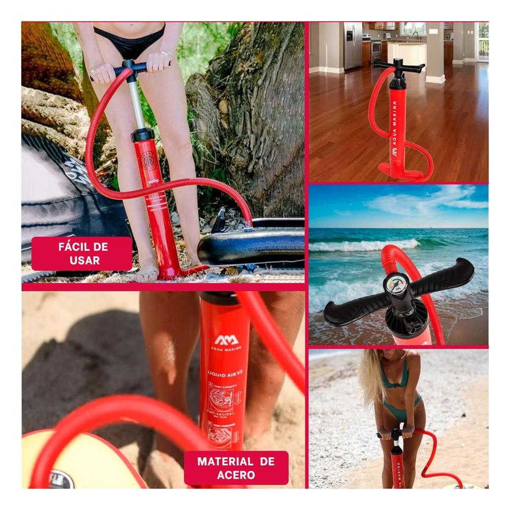 Inflador de Mano de Alta Presion de Doble Accion para Uso Domestico Y+Ligas Regalo
