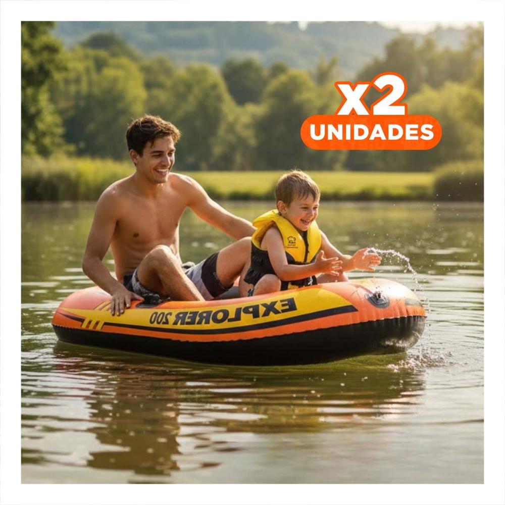 Pack2 Balsa Inflable Explorer 200 para Paseos en el Agua con Amigos Y+Papel Regalo