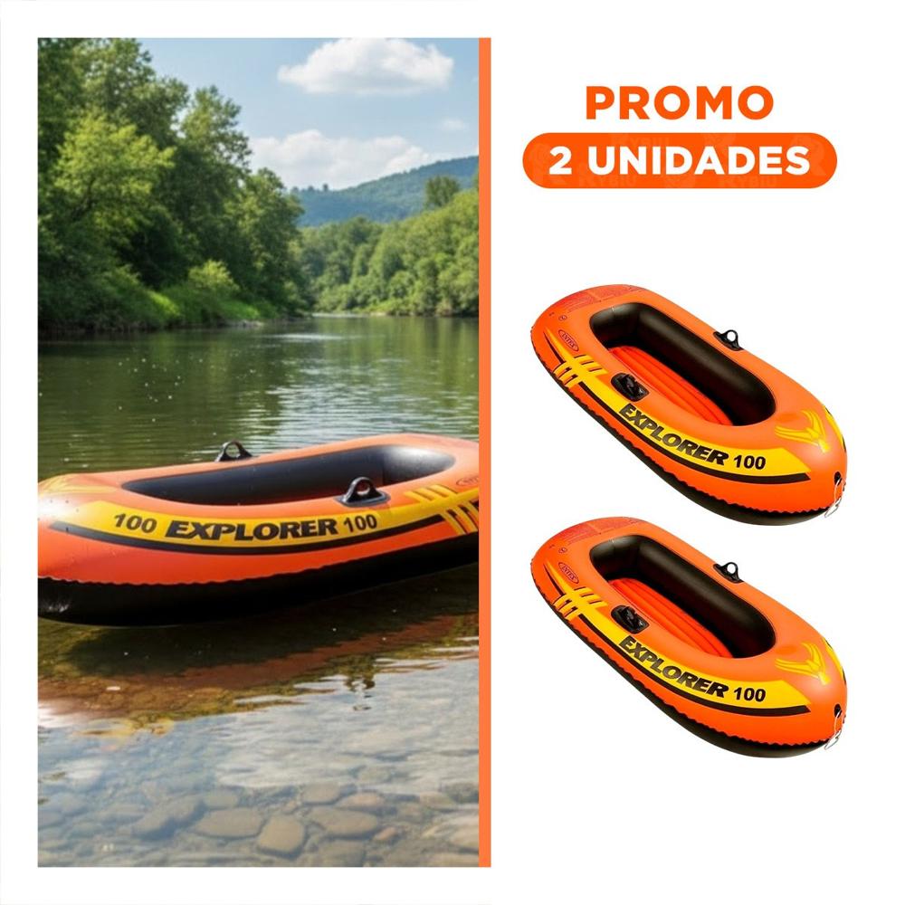 Pack2 Embarcacion Inflable Explorer 100 para Paseos Tranquilos en el Agua Y+Regalo Sticker