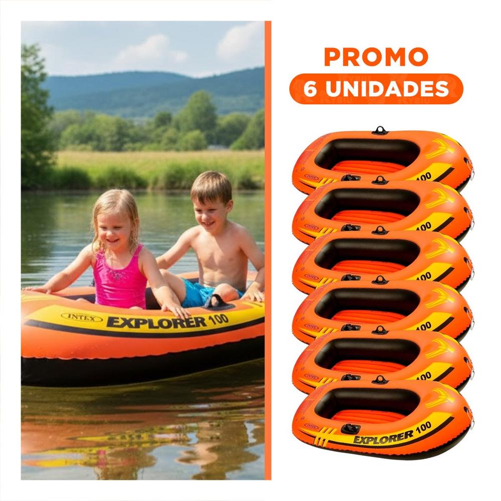 Pack6 Lancha Inflable Explorer 100 para Uso Recreativo al Aire Libre Y+Regalo Sticker