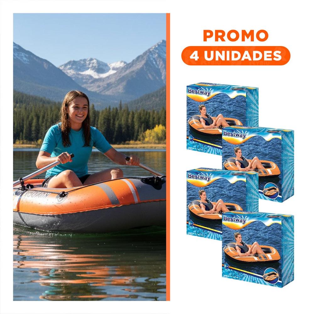 Pack4 Lancha Inflable Kondor 1000 para Actividades Recreativas Familiares
