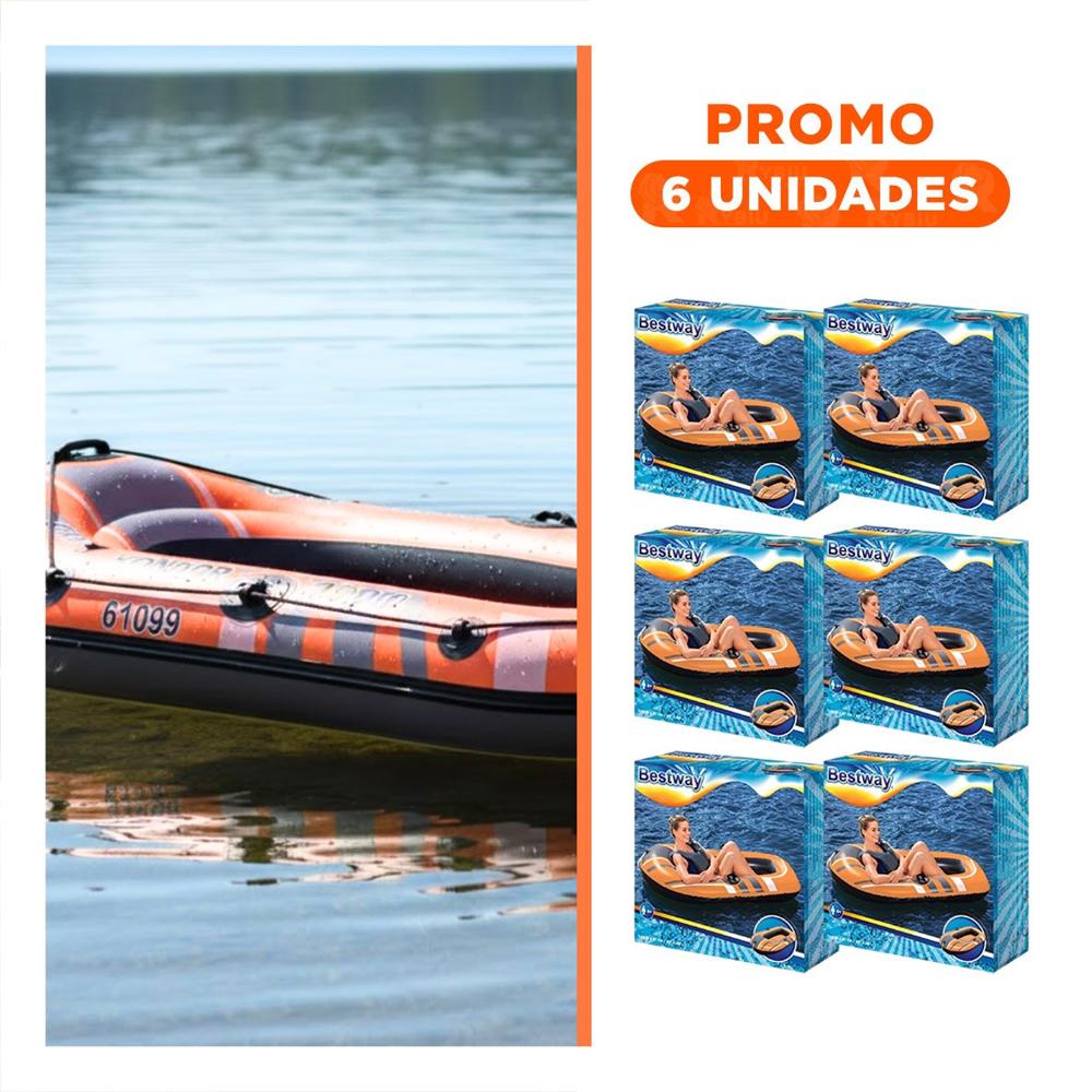 Pack6 Lancha Inflable Kondor 1000 para Uso Recreativo al Aire Libre Y+Regalo Sticker