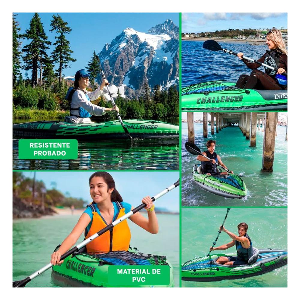 Lancha Kayak Inflable Challenger K1 para Uso Familiar y Juegos en el Agua Y+Ligas Regalo