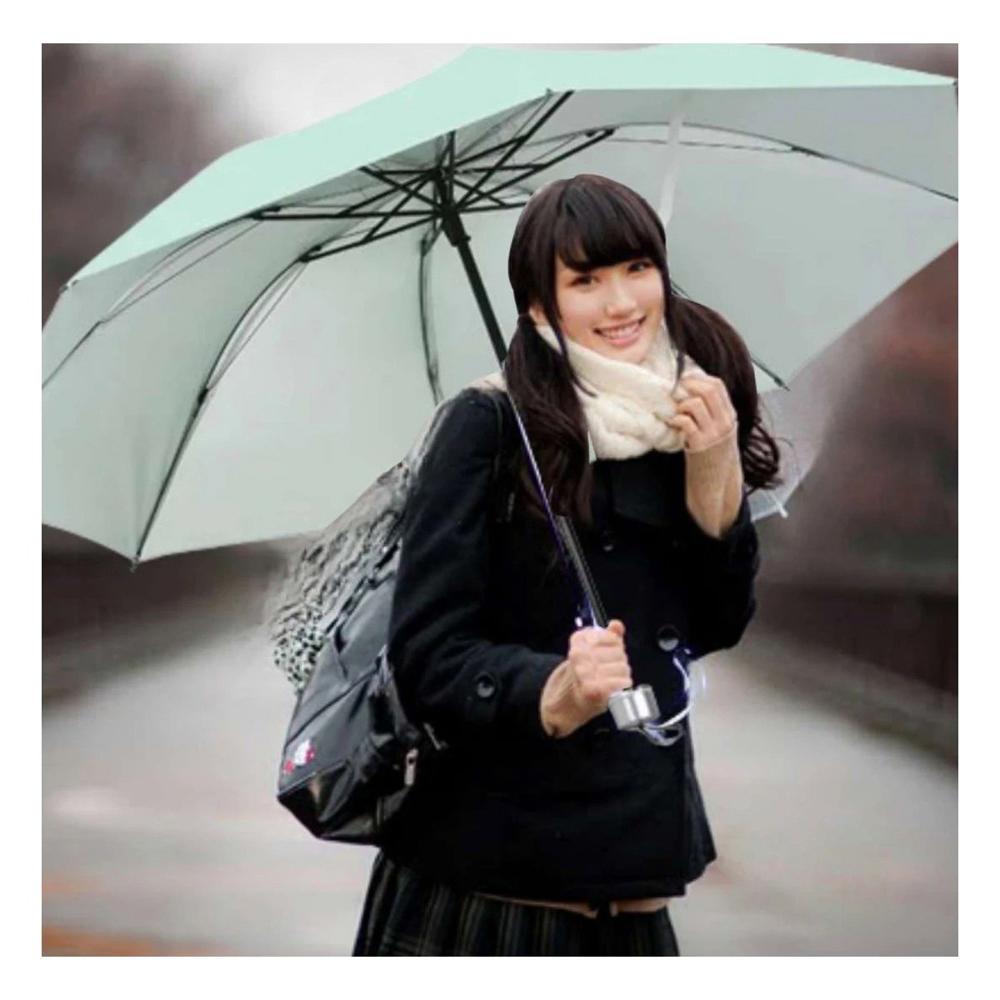 Parasol Plegable Portatil para Sol y Lluvia en Cartera Color Verde Agua Y+Papel Regalo