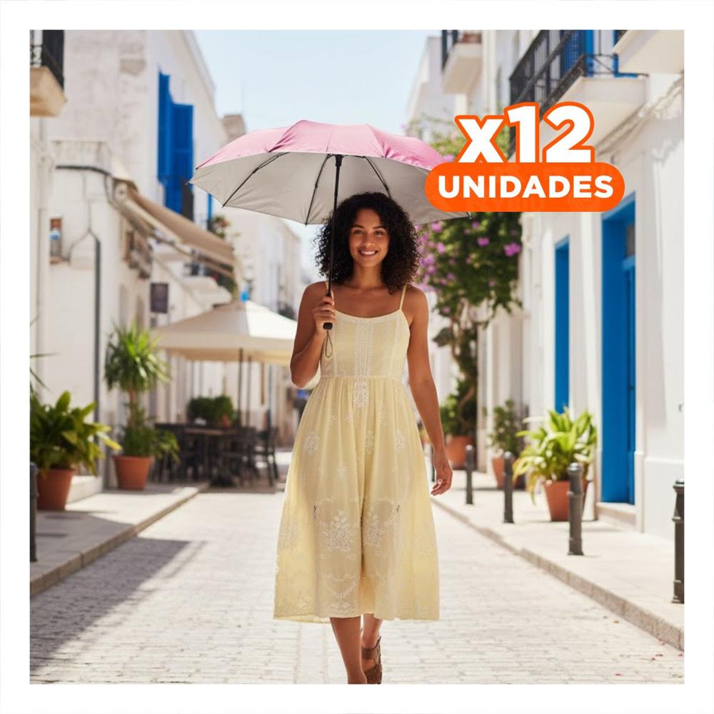 Pack12 Guardasol Plegable Portatil para Cartera o Bolsillo Color Rojo Uso Diario Y+Papel Regalo