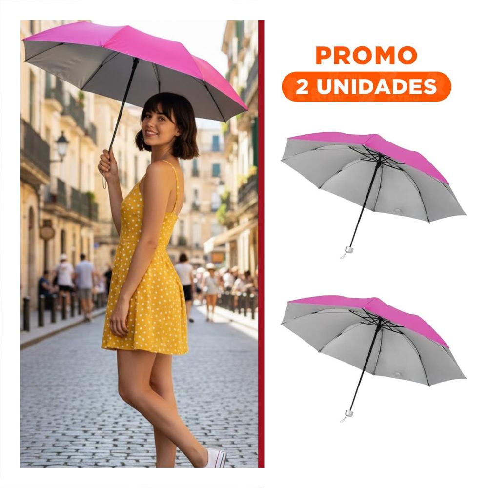 Pack2 Sombrilla Plegable Portatil para Sol Facil de Guardar Color Fucsia Y+Regalo Sticker