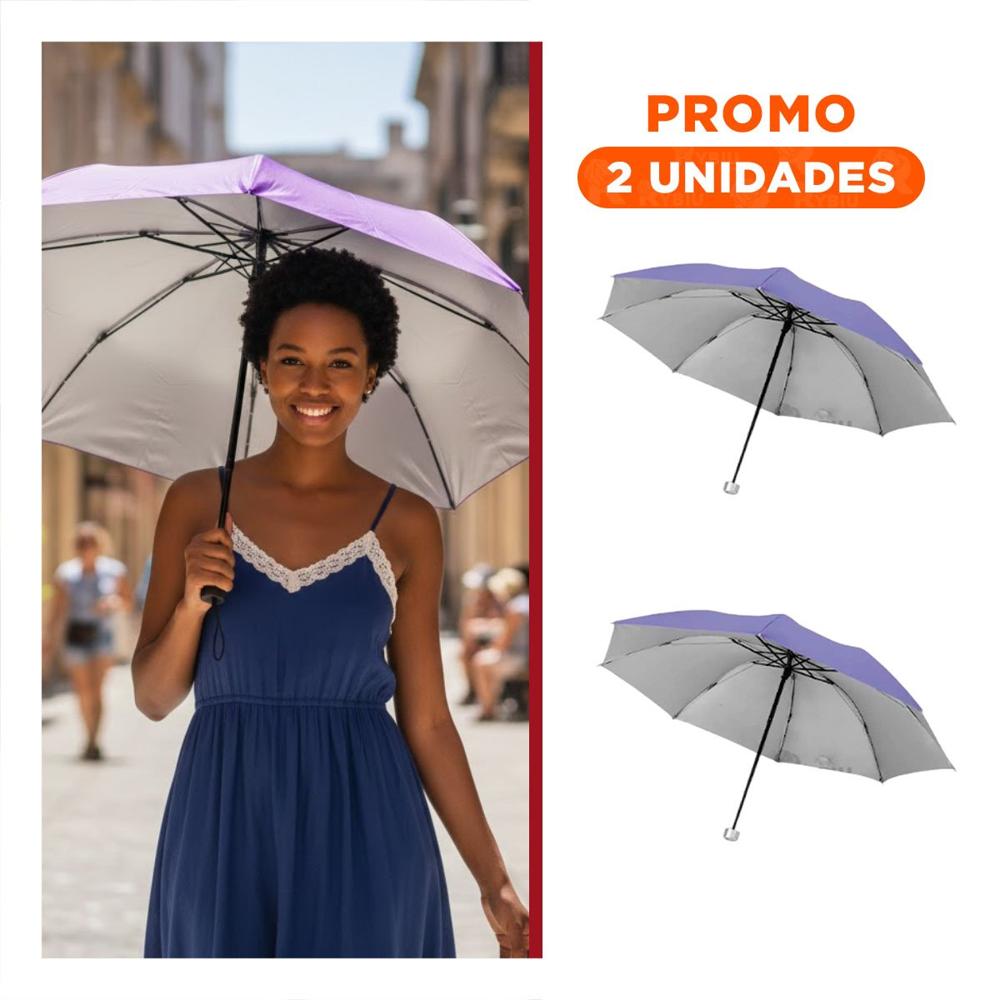 Pack2 Cubresol Plegable Portatil para Cartera Uso Urbano Color Morado Y+Regalo Sticker