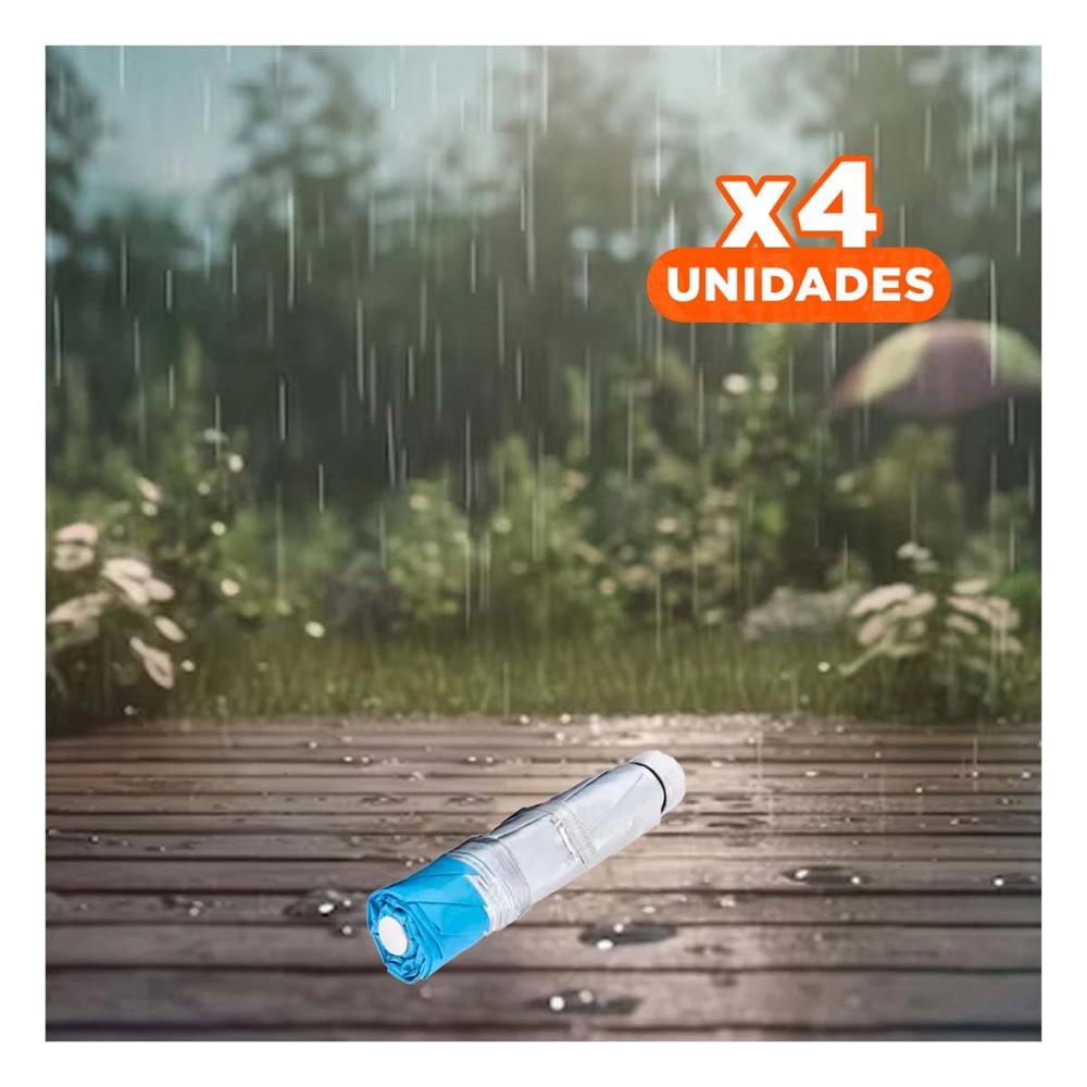 Pack4 Parasol Plegable Portatil para Uso Diario Personal en Color Celeste Y+Papel Regalo