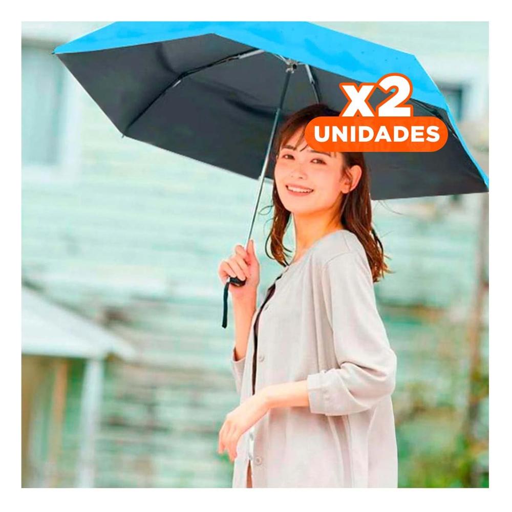 Pack2 Parasol Plegable Portatil en Cartera o Bolsillo para Uso Diario Color Celeste