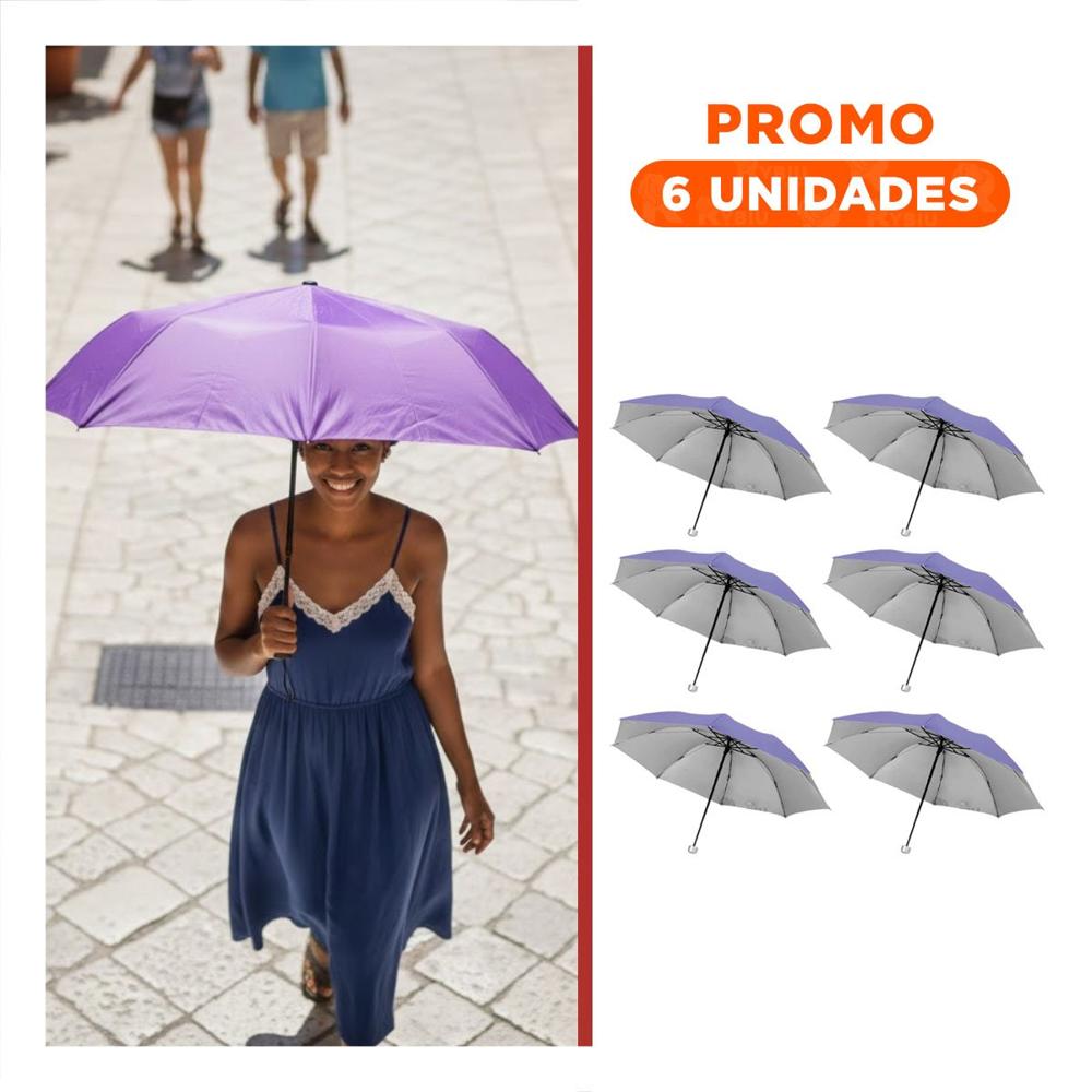 Pack6 Quitasol Plegable Portatil para Cartera Color Morado Facil Transporte Y+Regalo Sticker