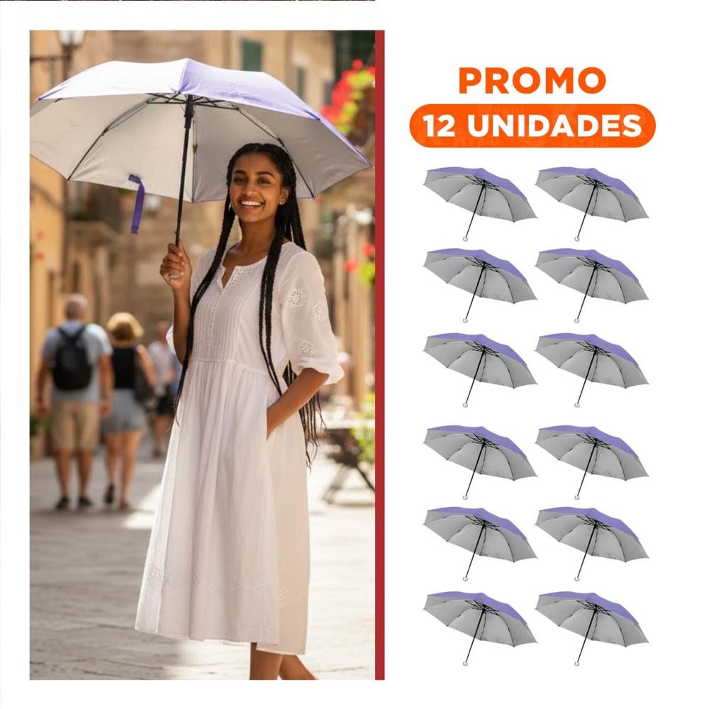 Pack12 Quitasol Plegable Portatil para Bolsillo Color Morado Practico Diario
