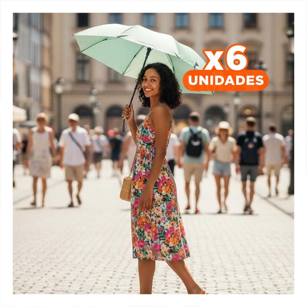 Pack6 Parasol Plegable Portatil para Sol y Lluvia Facil Guardado Color Verde Agua