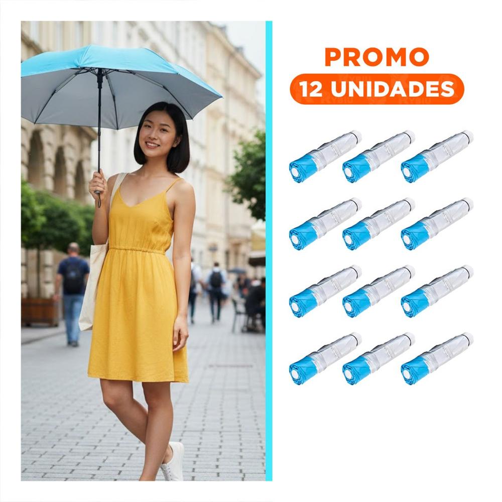 Pack12 Quitasol Plegable Portatil para Uso Diario Personal en Color Celeste