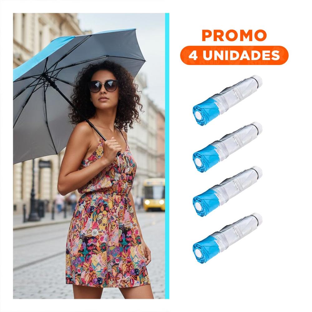 Pack4 Parasol Plegable Portatil Facil de Guardar para Uso Personal Celeste