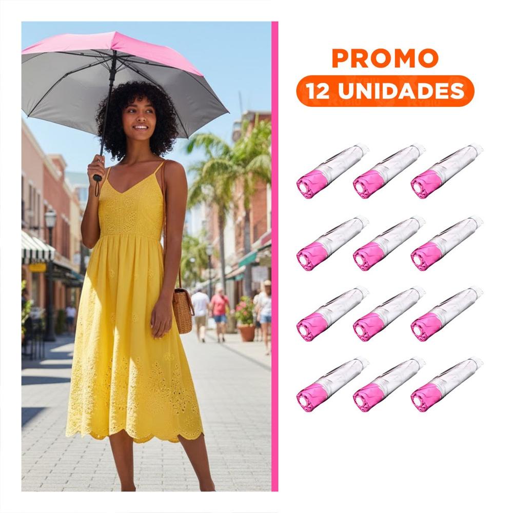 Pack12 Quitasol Plegable Portatil para Cartera o Bolsillo Color Rosado Urbano