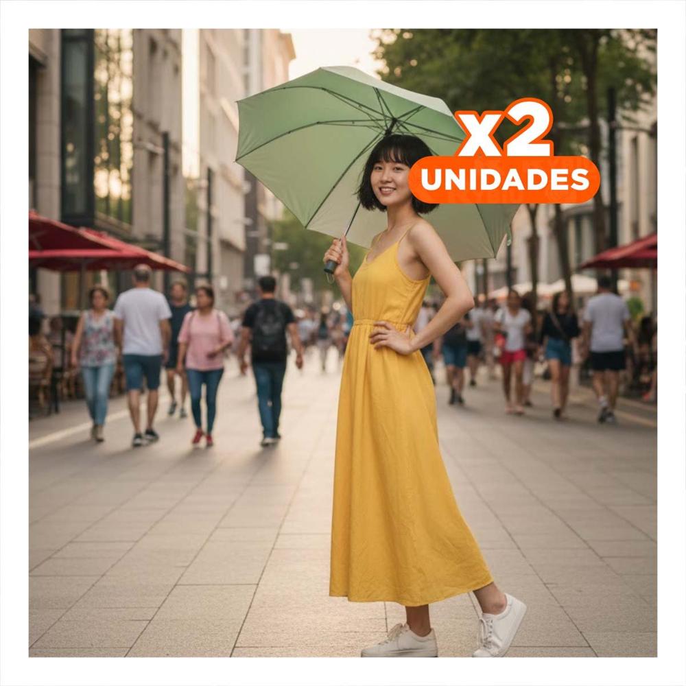 Pack2 Sombrilla Plegable Portatil para Sol y Lluvia Compacta Color Verde Agua