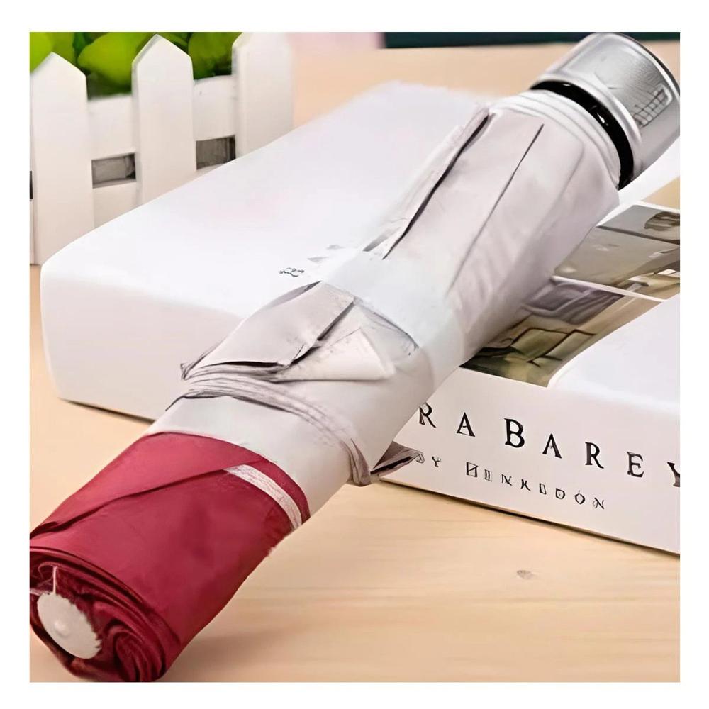 Sombrilla Plegable Portatil para Cartera o Bolsillo Color Rojo Uso Diario