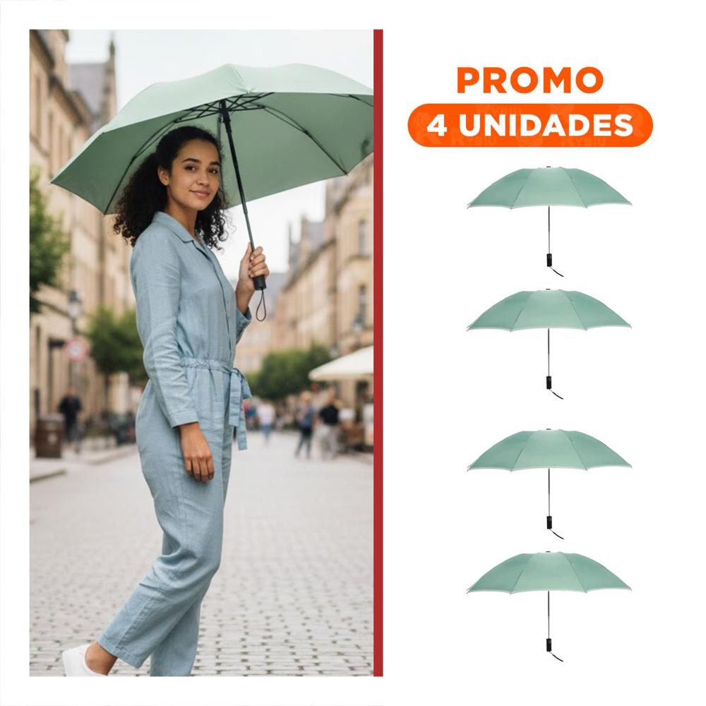 Pack4 Sombrilla Plegable Portatil para Sol y Lluvia Uso Personal Color Verde Agua