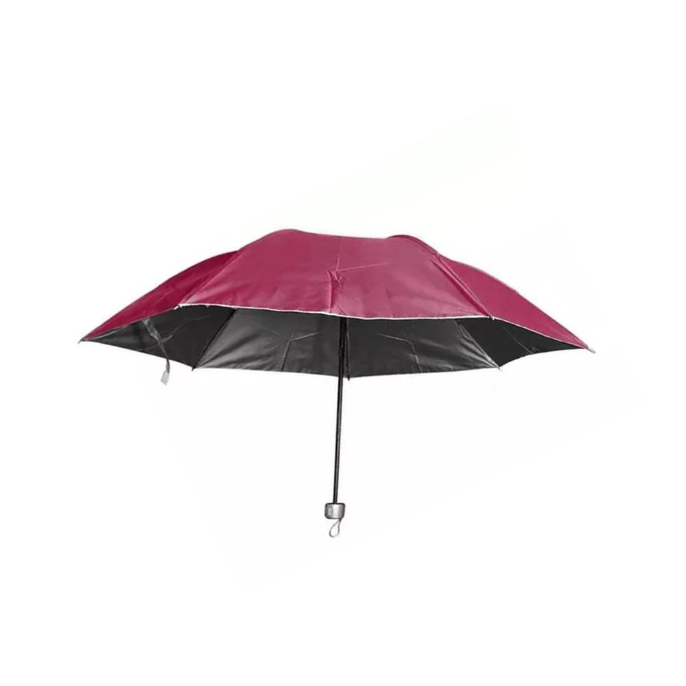 Sombrilla Plegable Portatil para Cartera o Bolsillo Color Rojo Compacta Y+Regalo Sticker