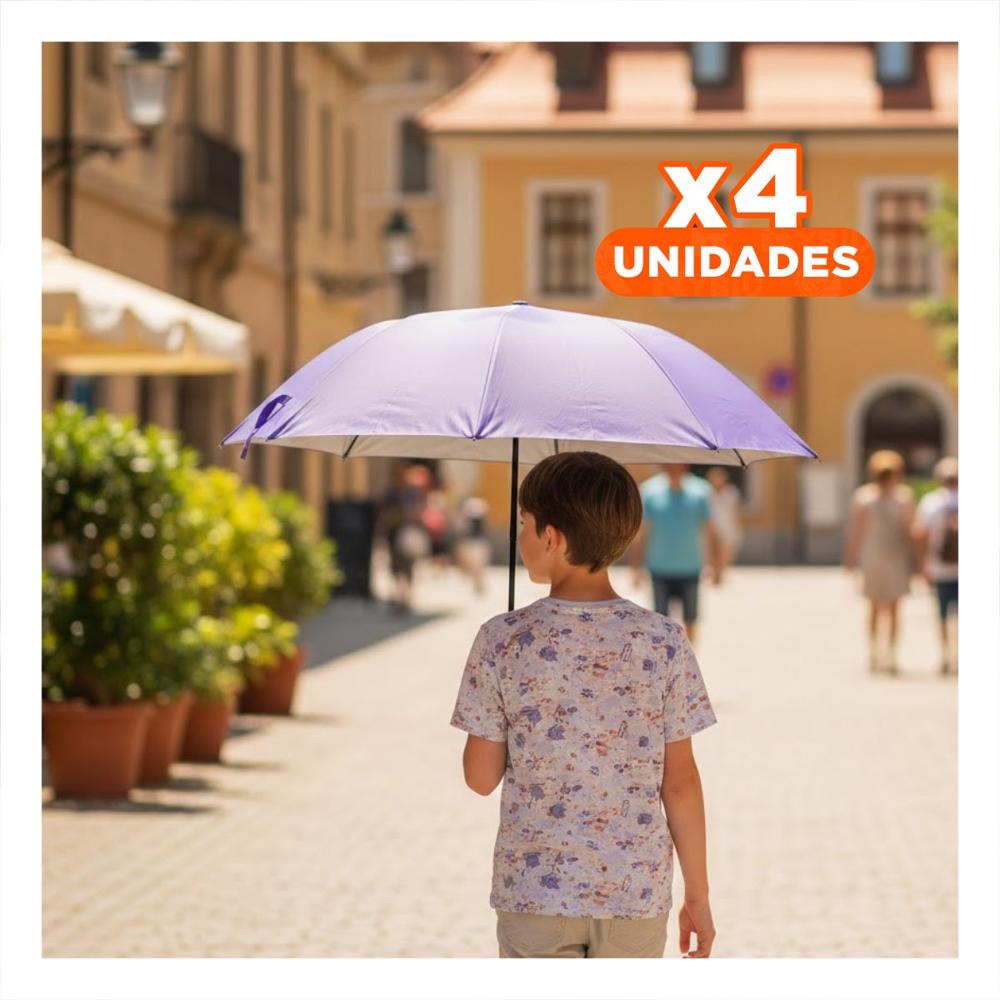 Pack4 Quitasol Plegable Portatil para Cartera o Bolsillo Color Morado Y+Regalo Sticker