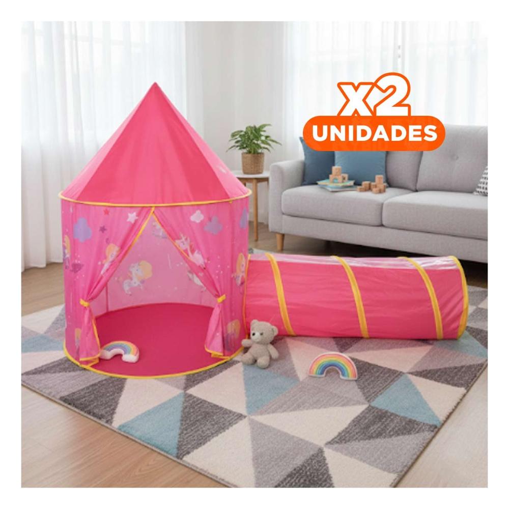 Pack2 Vivienda de Diseño de Tunel Rosado para Decorar el Cuarto Y+Papel Regalo