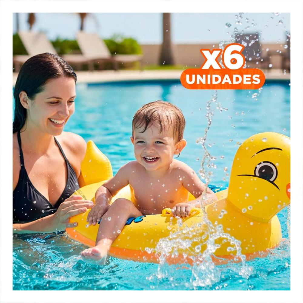 Pack6 Juguete Flotante Pato 31 x 24 cm Seguro para Piscina Y+Regalo Sticker