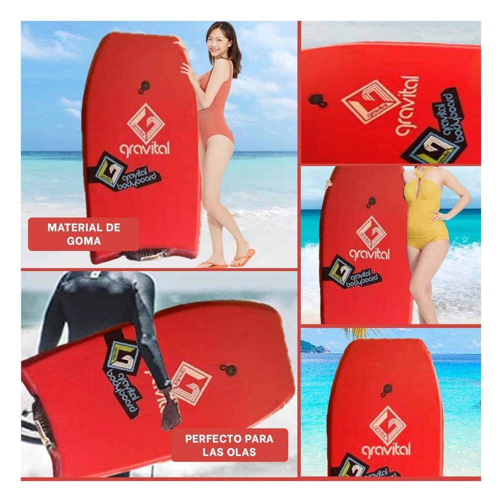 Tabla Marina 40 Pulgadas Color Rojo para Actividades de Playa y Olas Y+Ligas Regalo