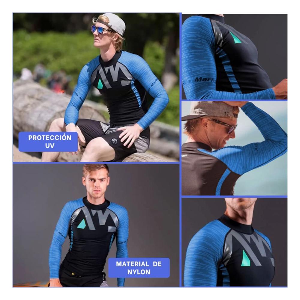 Polo Elastico de Nailon para Hombre Negro Azul Talla L Estilo Playa Moderno Y+Ligas Regalo